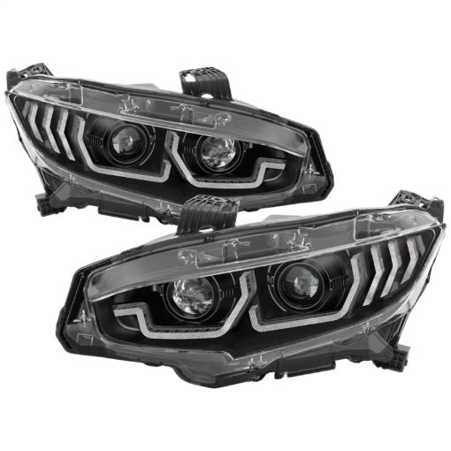 Picture of Spyder Honda Civic 16 - 18 2DR4DRHatchback Headlight Black PRO - YD - HC16PL - SEQ - BK