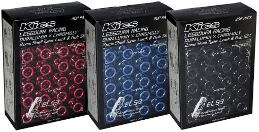 Picture of Project Kics Leggdura Racing 53mm EL53 Shell Type Lug Nut 16 Pcs 4 Locks 12X1.50 Black