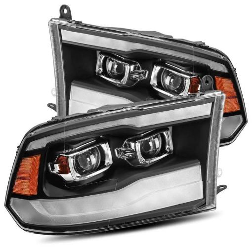 Picture of AlphaRex 09 - 18 Dodge Ram 1500HD LUXX LED Proj Headlights Plnk Style Blk wActiv LightSeq SignalDRL