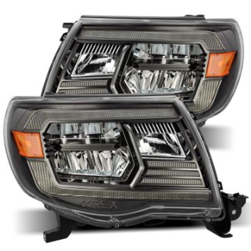 Picture of AlphaRex 05 - 11 Toyota Tacoma LUXX Crystal Headlights Plank Style Alpha Black wActivation LightDRL