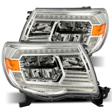 Picture of AlphaRex 05 - 11 Toyota Tacoma LUXX Crystal Headlights Plank Style Chrome wActivation LightDRL