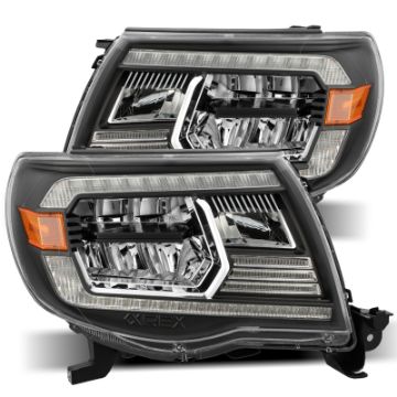 Picture of AlphaRex 05 - 11 Toyota Tacoma LUXX Crystal Headlights Plank Style Design Black wActivation LightDRL
