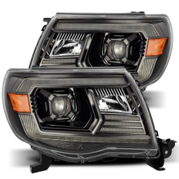 Picture of AlphaRex 05 - 11 Toyota Tacoma LUXX LED Projector Headlights Plank Style Alpha Black wActiv LightDRL