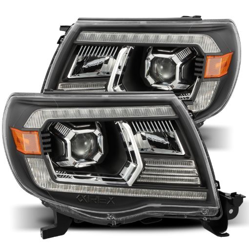 Picture of AlphaRex 05 - 11 Toyota Tacoma LUXX LED Projector Headlights Plank Style Black wActiv Light and DRL