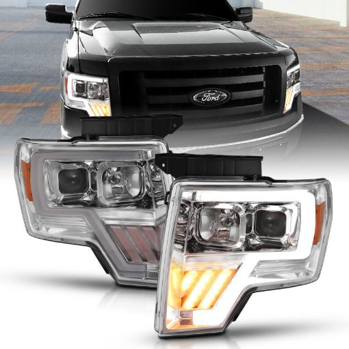 Picture of ANZO 2009 - 2014 Ford F - 150 Projector Headlight Chrome Amber