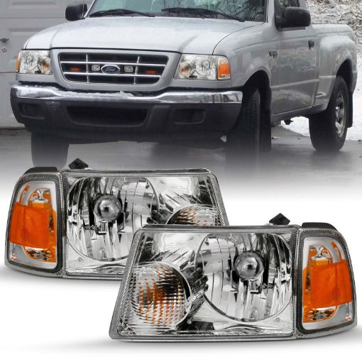 Picture of ANZO 2001 - 2011 Ford Ranger Crystal Headlight Chrome wCorner Lights (OE Replacement)