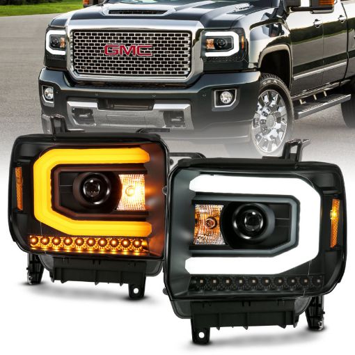 Picture of ANZO GMC SIERRA 1500 14 - 15 2500H15 - 19 Projector Headlight Plank Style Black w Switchback (Halogen)