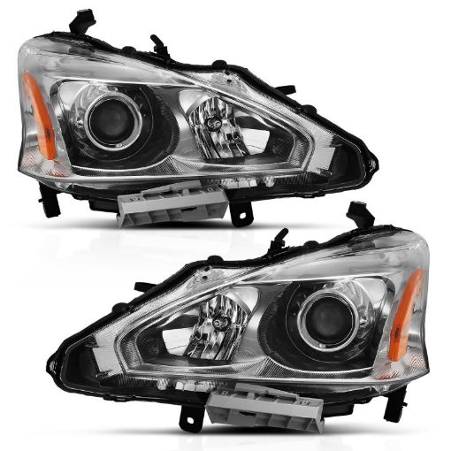 Picture of ANZO 2013 - 2015 Nissan Altima Projector Headlight Chrome Amber