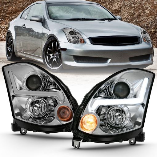 Picture of ANZO 2003 - 2007 Infiniti G35 Projector Headlight Plank Style Black (HID Compatible, No HID Kit )