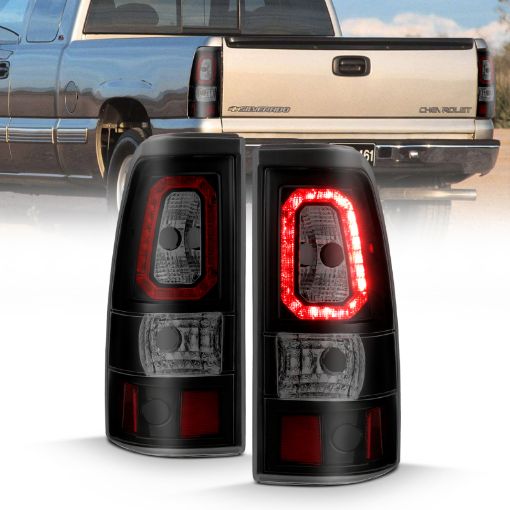 Picture of ANZO 1999 - 2002 Chevy Silverado 1500 LED Taillights Plank Style Black wSmoke Lens