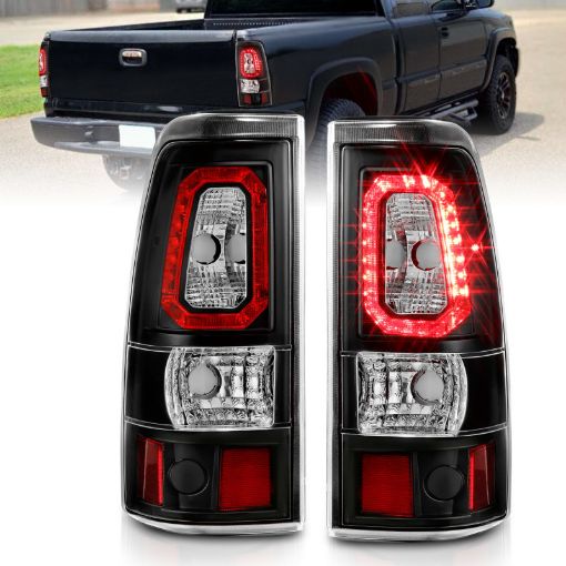 Picture of ANZO 2003 - 2006 Chevy Silverado 1500 LED Taillights Plank Style Black wClear Lens