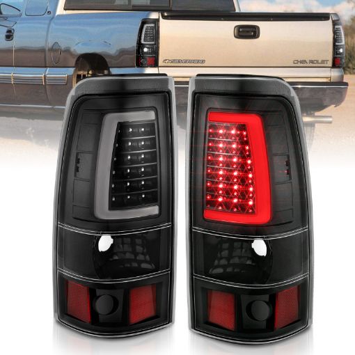 Picture of ANZO 1999 - 2002 Chevy Silverado 1500 LED Taillights Plank Style Black wClear Lens
