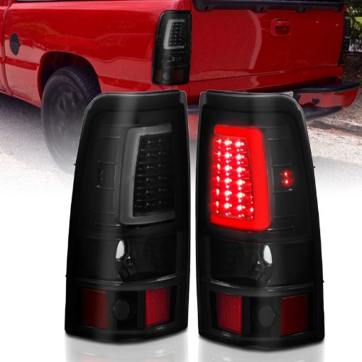 Picture of ANZO 1999 - 2002 Chevy Silverado 1500 LED Taillights Plank Style Black wSmoke Lens