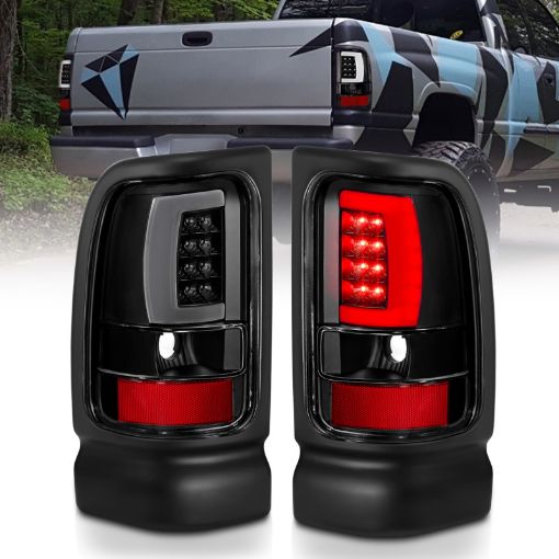Picture of ANZO 1994 - 2001 Dodge Ram 1500 LED Taillights Plank Style Black wClear Lens