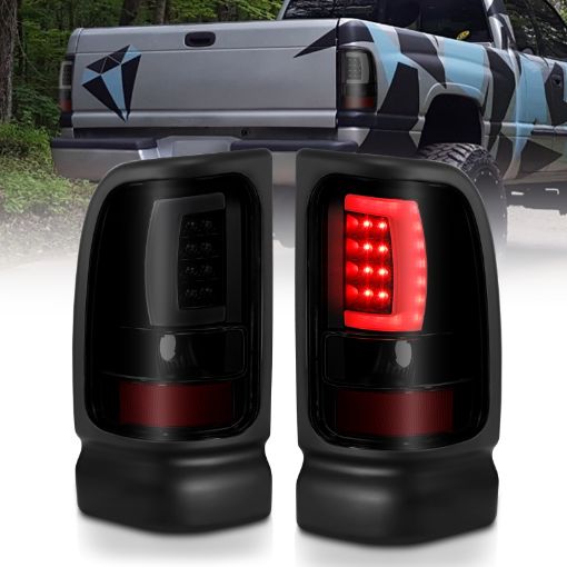 Picture of ANZO 1994 - 2001 Dodge Ram 1500 LED Taillights Plank Style Black wSmoke Lens