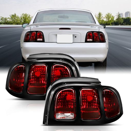 Picture of ANZO 1994 - 1998 Ford Mustang Taillight Dark Red Lens (OE Style)