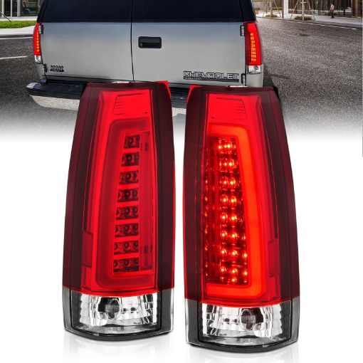 Picture of ANZO 1999 - 2000 Cadillac Escalade LED Taillights Chrome Housing RedClear Lens Pair