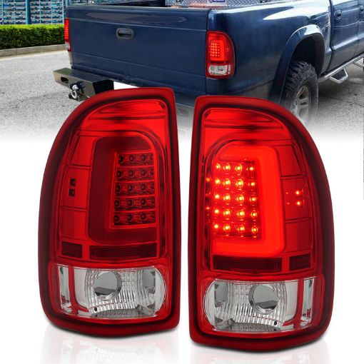 Picture of ANZO 1997 - 2004 Dodge Dakota LED Taillights Chrome Housing Red Lens Pair