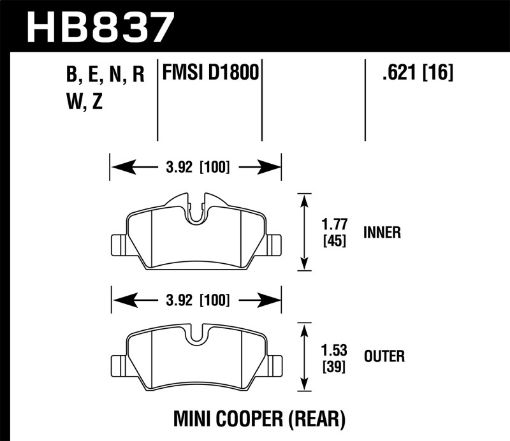 Picture of Hawk 14 - 19 Mini Cooper HP Plus Rear Street Brake Pads