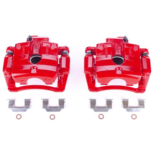 Picture of Power Stop 2008 Cadillac CTS Rear Red Calipers wBrackets - Pair