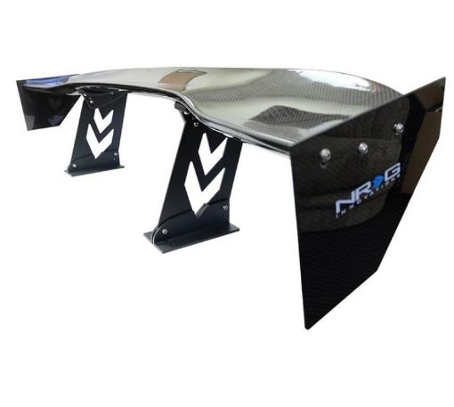 Picture of NRG Carbon Fiber Spoiler - Universal (59in.) w NRG Arrow Cut Out Stands and Large End Plates
