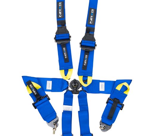 Picture of NRG FIA 6pt 2in. Shoulder Belt for HANS Device Rotary Cam Lock Buckle 3in. Waist Belt - Blue