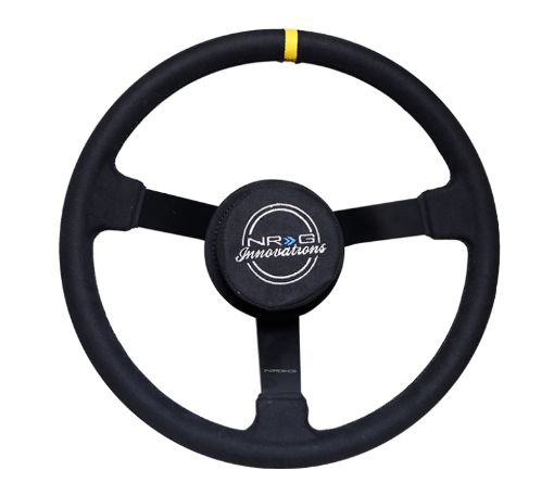 Picture of NRG Reinforced Steering Wheel (380mm) Nascar Alcantara 3 Spoke w NRG Logo Removable Crushed Pad