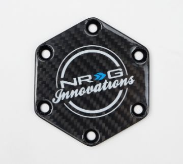Picture of NRG Carbon Fiber Horn Delete Button Circular Logo Front Back