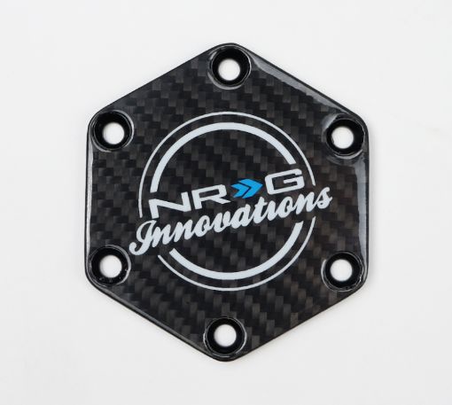 Picture of NRG Carbon Fiber Horn Delete Button Circular Logo Front Back