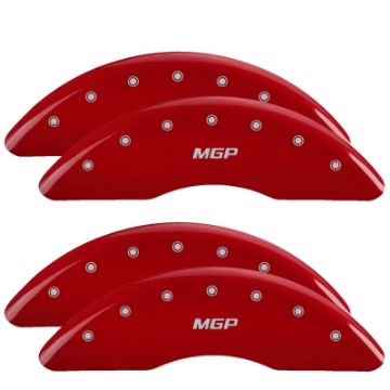 Picture of MGP 4 Caliper Covers Front Rear 2019 Ram 25003500 Red Finish w MGP Logo