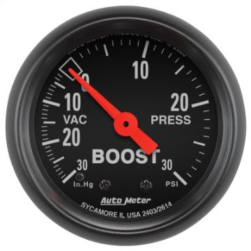 Picture of Autometer Z Series 52mm 30 In Hg. - Vac. 30 PSI Boost Vacuum Gauge