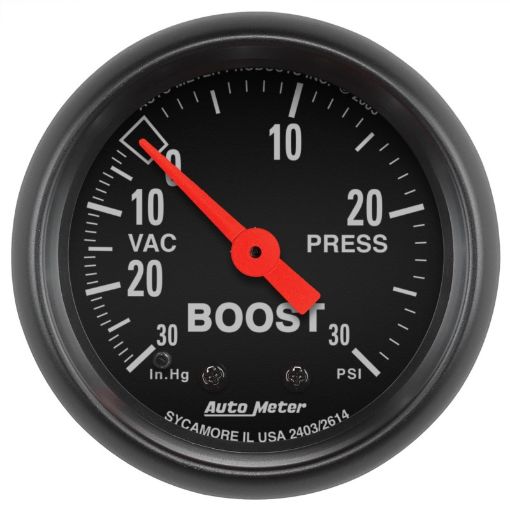 Picture of Autometer Z Series 52mm 30 In Hg. - Vac. 30 PSI Boost Vacuum Gauge