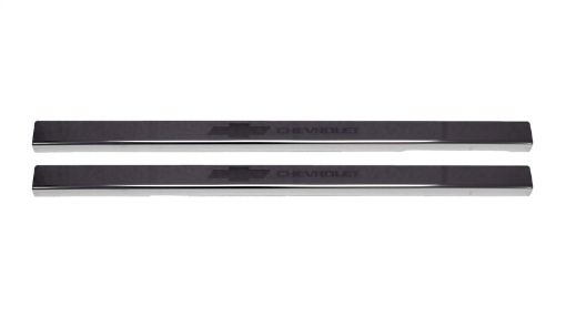 Picture of Putco 2020 Chevy Silv LDHD DoubleRegular Cab w Bow Tie Etching (2pcs) Black Platinum Door Sills