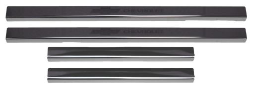 Picture of Putco 2019 Chevrolet Silverado LD - Crew Cab w Bow Tie Etching (4pcs) Black Platinum Door Sills
