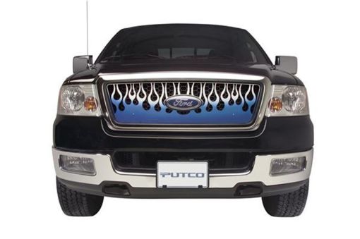 Picture of Putco 07 - 10 GMC Sierra HD Flaming Inferno Stainless Steel Grilles - Blue (Painted)