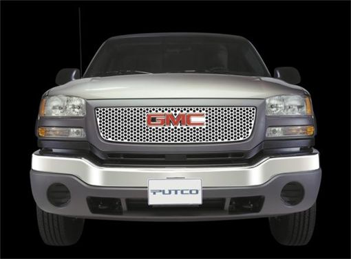 Picture of Putco 01 - 02 GMC Sierra HD w Logo CutOut Punch Stainless Steel Grilles