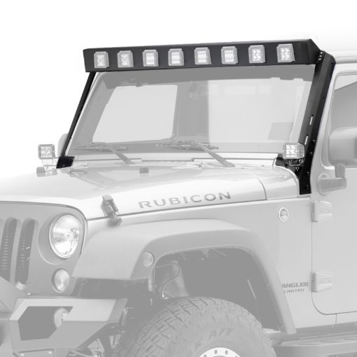 Picture of Go Rhino 07 - 18 Jeep Wrangler JK WLF Windshield Light Mount Frame - Eight Cube Lights