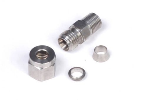 Picture of Haltech 14in Stainless Compression 18in NPT Thread Fitting Kit (Incl Nut Ferrule)
