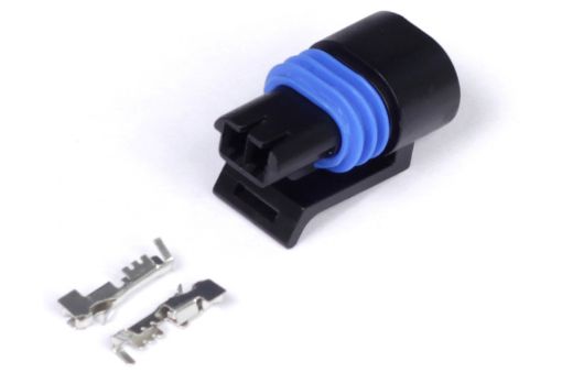 Picture of Haltech Delphi 2 Pin GM Style Coolant Temp Connector Black Plug Pins