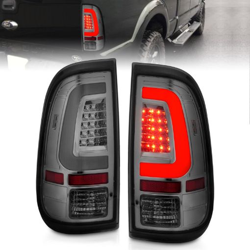 Picture of ANZO 2008 - 2016 Ford F - 250 LED Taillights Chrome Housing Smoke Lens (Pair)