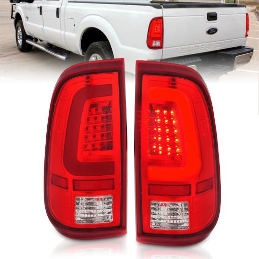 Picture of ANZO 2008 - 2016 Ford F - 250 LED Taillights Chrome Housing RedClear Lens (Pair)