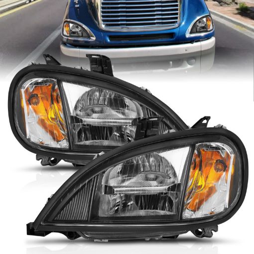 Picture of ANZO 1996 - 2013 Freightliner Columbia LED Crystal Headlights Black Housing w Clear Lens (Pair)
