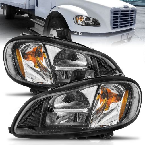 Picture of ANZO 2002 - 2014 Freightliner M2 LED Crystal Headlights Black Housing w Clear Lens (Pair)