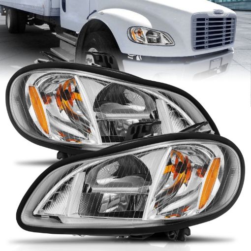 Picture of ANZO 2002 - 2014 Freightliner M2 LED Crystal Headlights Chrome Housing w Clear Lens (Pair)