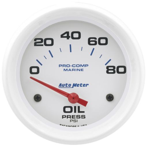 Picture of Autometer Marine White 2 - 58in 80PSI Electric Oil Pressure Gauge