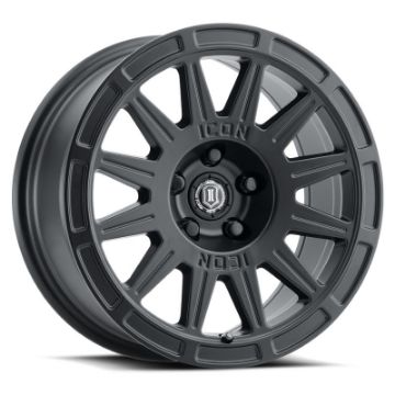 Picture of ICON Ricochet 15x7 5x100 15mm Offset 4.6in BS 56.1mm Bore Satin Black Wheel