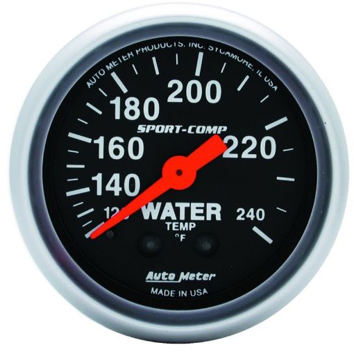 Picture of Autometer 2 - 116in 120 - 240 Degree F Mechanical Water Temp Sport - Comp Gauge w 12ft Tubing