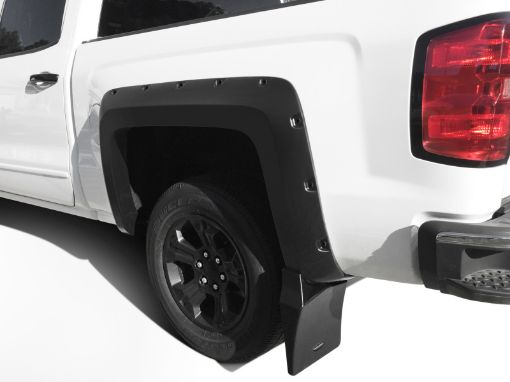 Picture of Bushwacker 14 - 18 Chevrolet Silverado 1500 Trail Armor Rear Mud Flaps (Fits Pocket Style Flares)