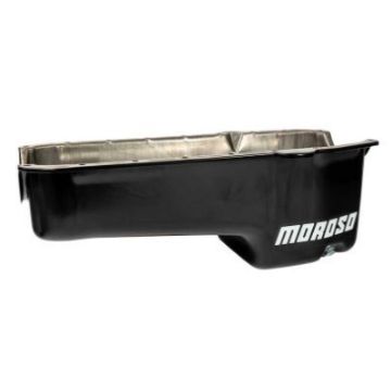 Picture of Moroso 80 - 85 Chevrolet Small Block (wPssngr Side Dipstick) Wet Sump 5qt 7.5in Steel Oil Pan - Black
