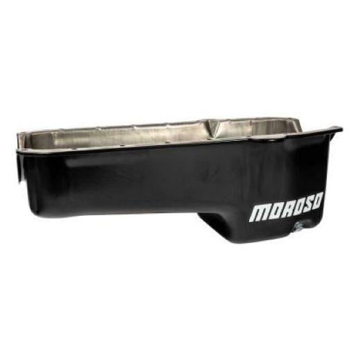 Picture of Moroso 80 - 85 Chevrolet Small Block (wPssngr Side Dipstick) Wet Sump 5qt 7.5in Steel Oil Pan - Black